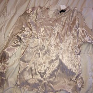 Satin open shoulder blouse